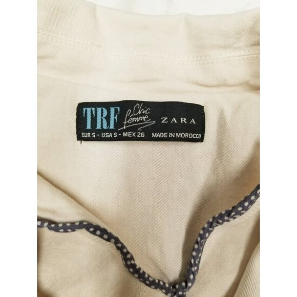 Zara TRF Chic Femme Beige Blazer Jacket With Rosette & Polka Dot Trim Size S - Picture 3 of 12